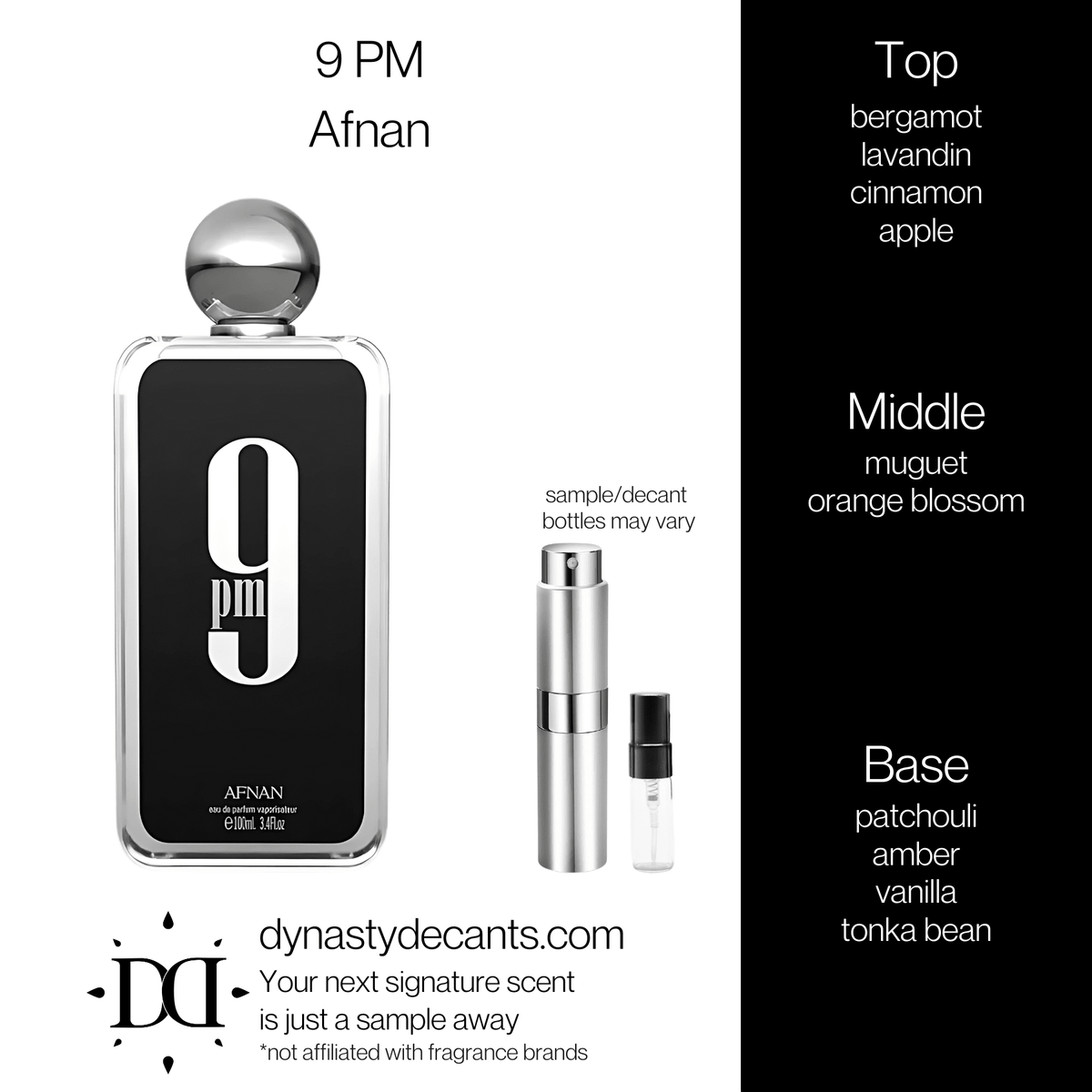 Fragrance sample bottle for 9 PM by Afnan