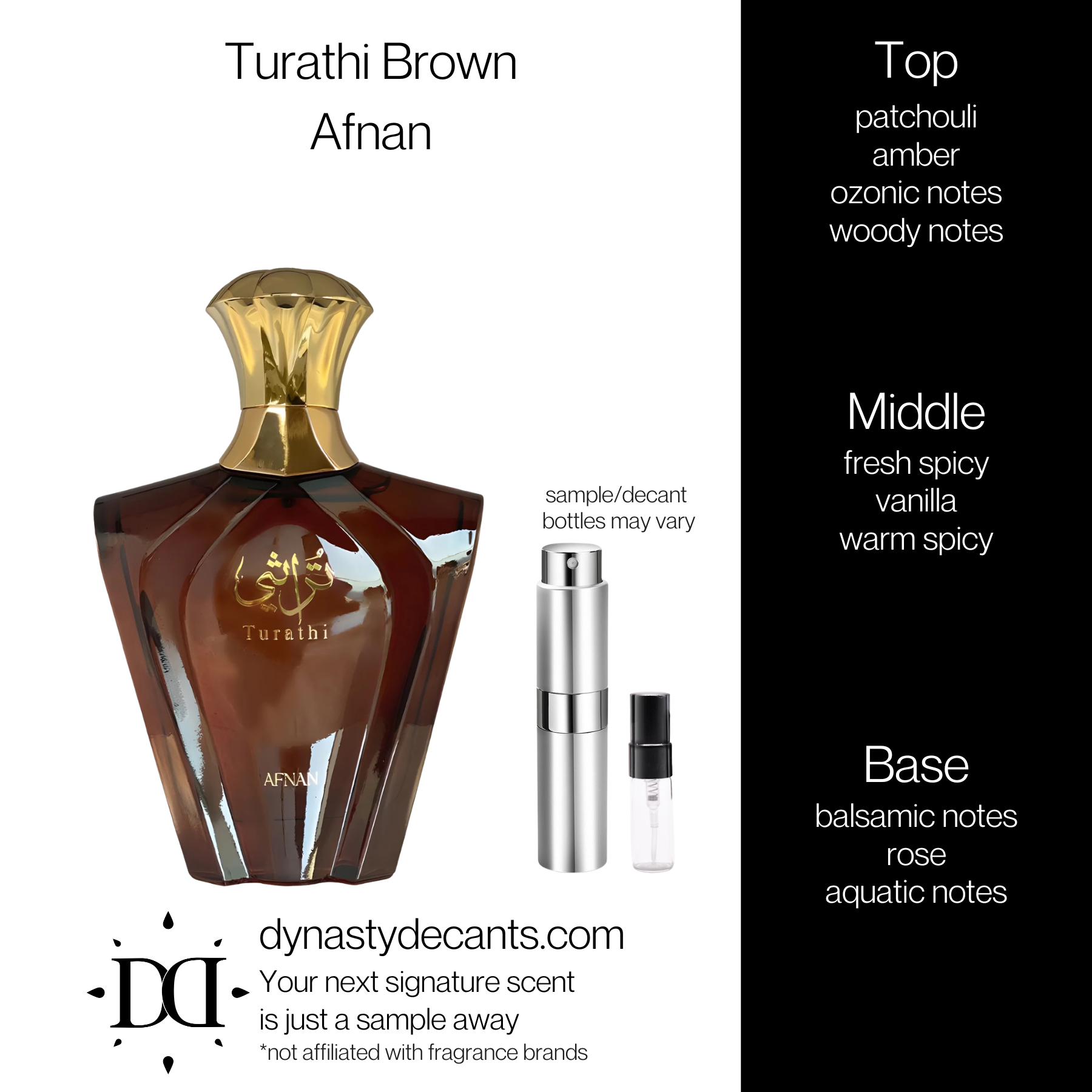 Turathi Brown by Afnan | Fragrance Sample | Decant