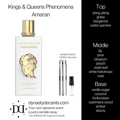 Kings & Queens Phenomena by Amaran | Fragrance Sample | Decant