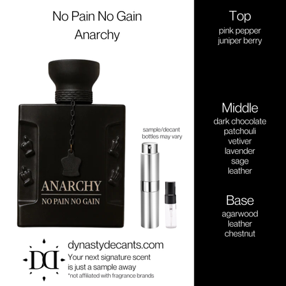 No Pain No Gain by Anarchy | Fragrance Sample | Decant