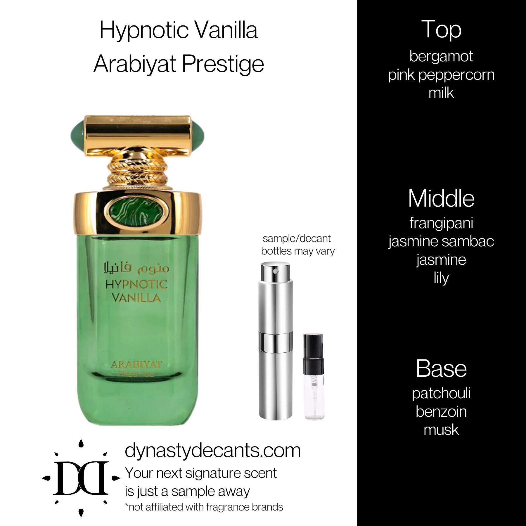Hypnotic Vanilla by Arabiyat Prestige | Fragrance Sample | Decant