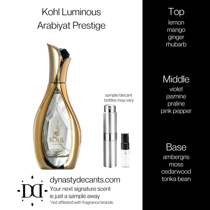 Kohl Luminous by Arabiyat Prestige | Fragrance Sample | Decant
