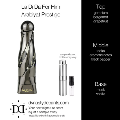 La Di Da For Him by Arabiyat Prestige | Fragrance Sample | Decant