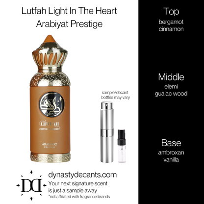 Lutfah Light In The Heart by Arabiyat Prestige | Fragrance Sample | Decant