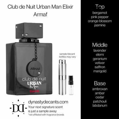 Club de Nuit Urban Man Elixir by Armaf | Fragrance Sample | Decant