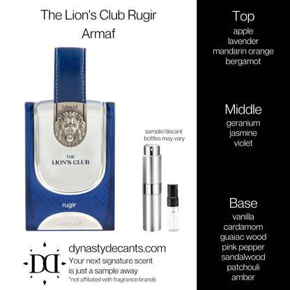The Lion's Club Rugir by Armaf | Fragrance Sample | Decant