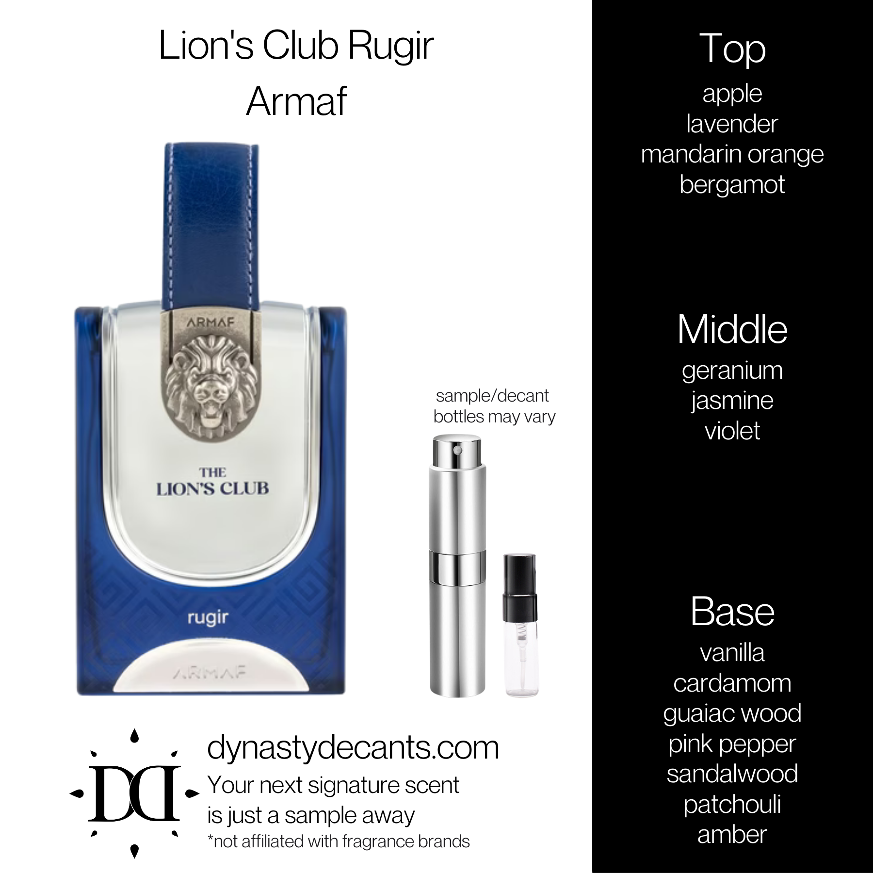 Lion's Club Rugir by Armaf | Fragrance Sample | Decant