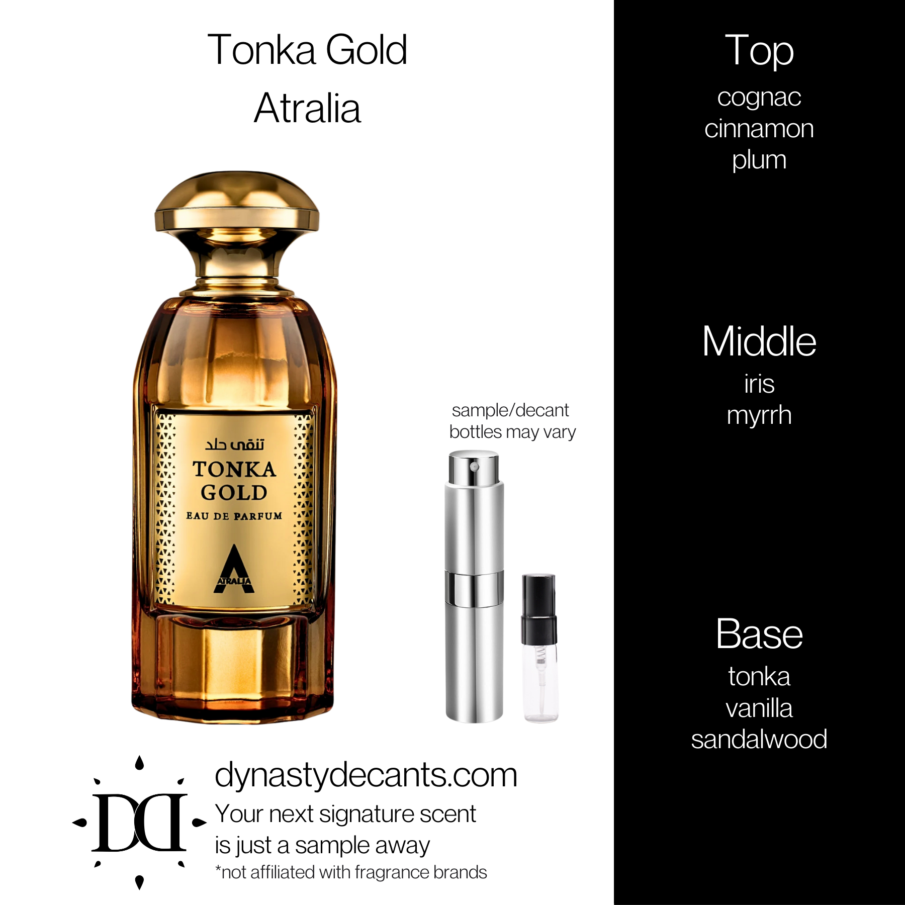 Tonka Gold by Atralia | Fragrance Sample | Decant