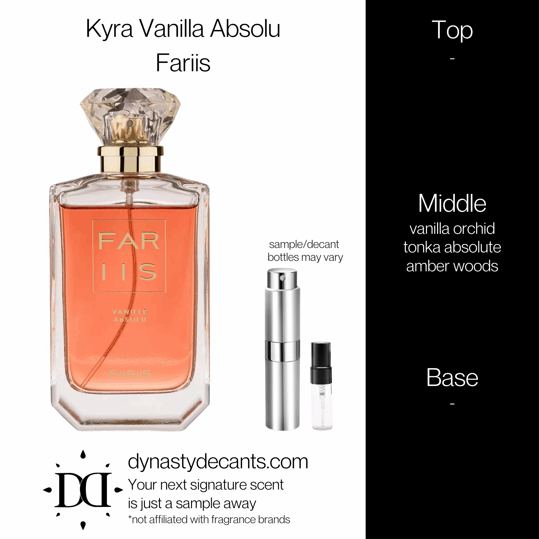 Kyra Vanilla Absolu by Fariis | Fragrance Sample | Decant