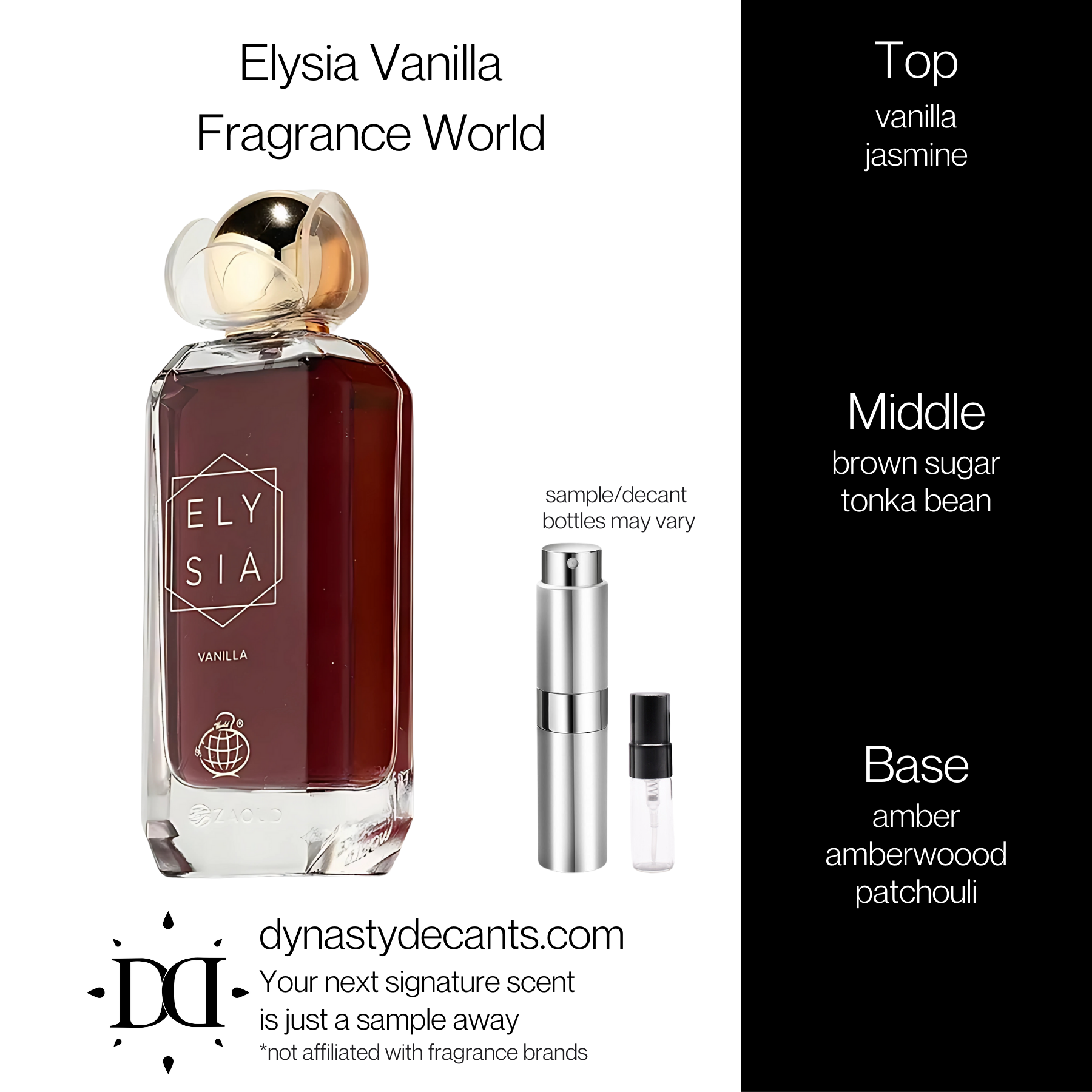 Elysia Vanilla by Fragrance World | Fragrance Sample | Decant