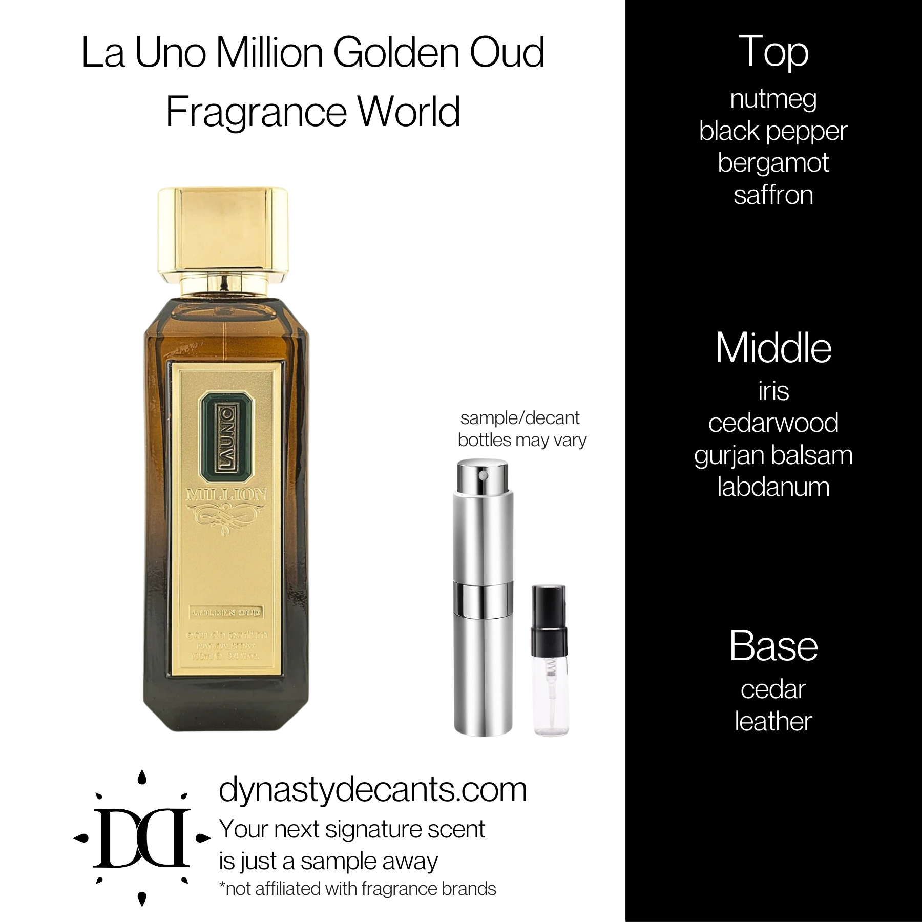 La Uno Million Golden Oud by Fragrance World | Fragrance Sample | Decant