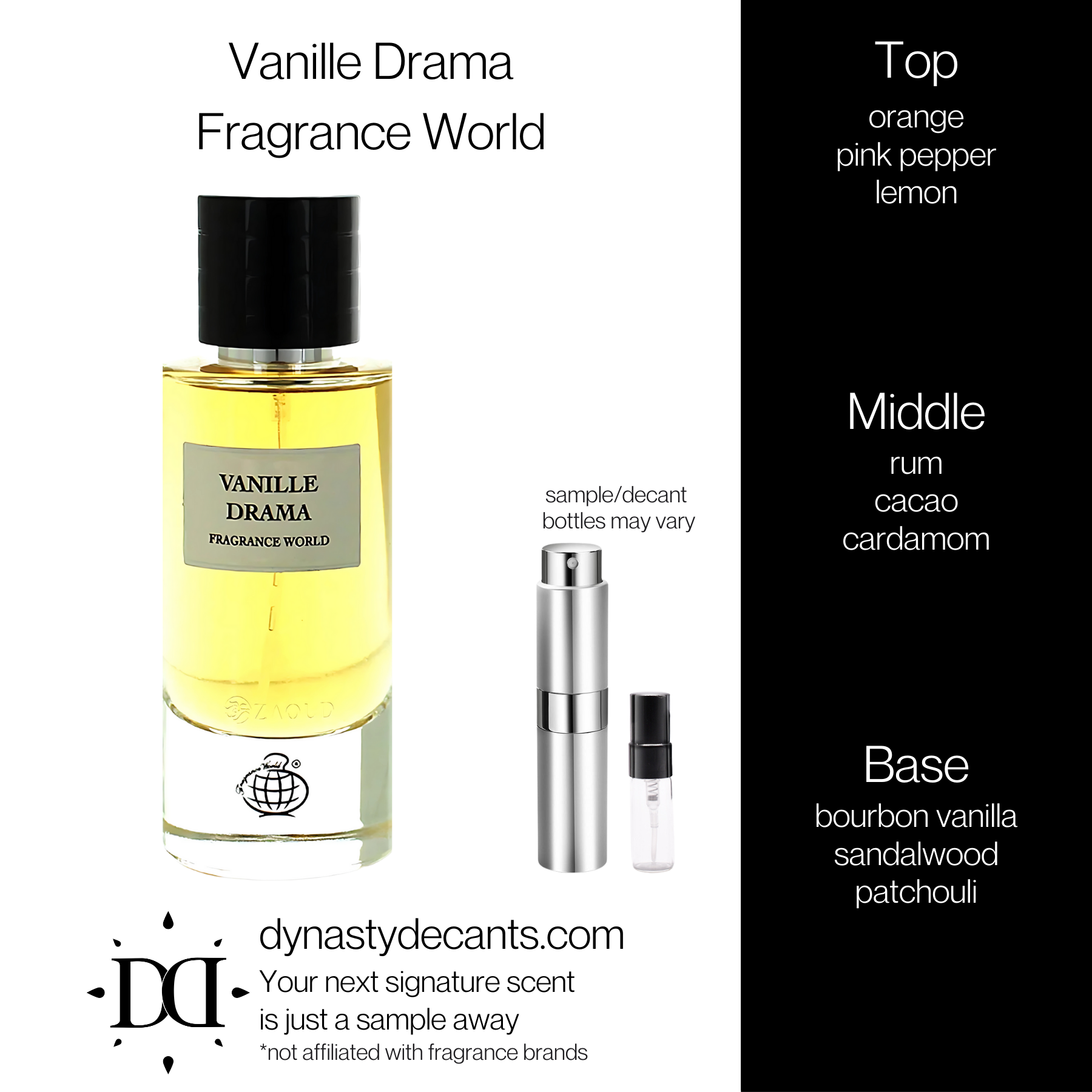 Vanille Drama by Fragrance World | Fragrance Sample | Decant