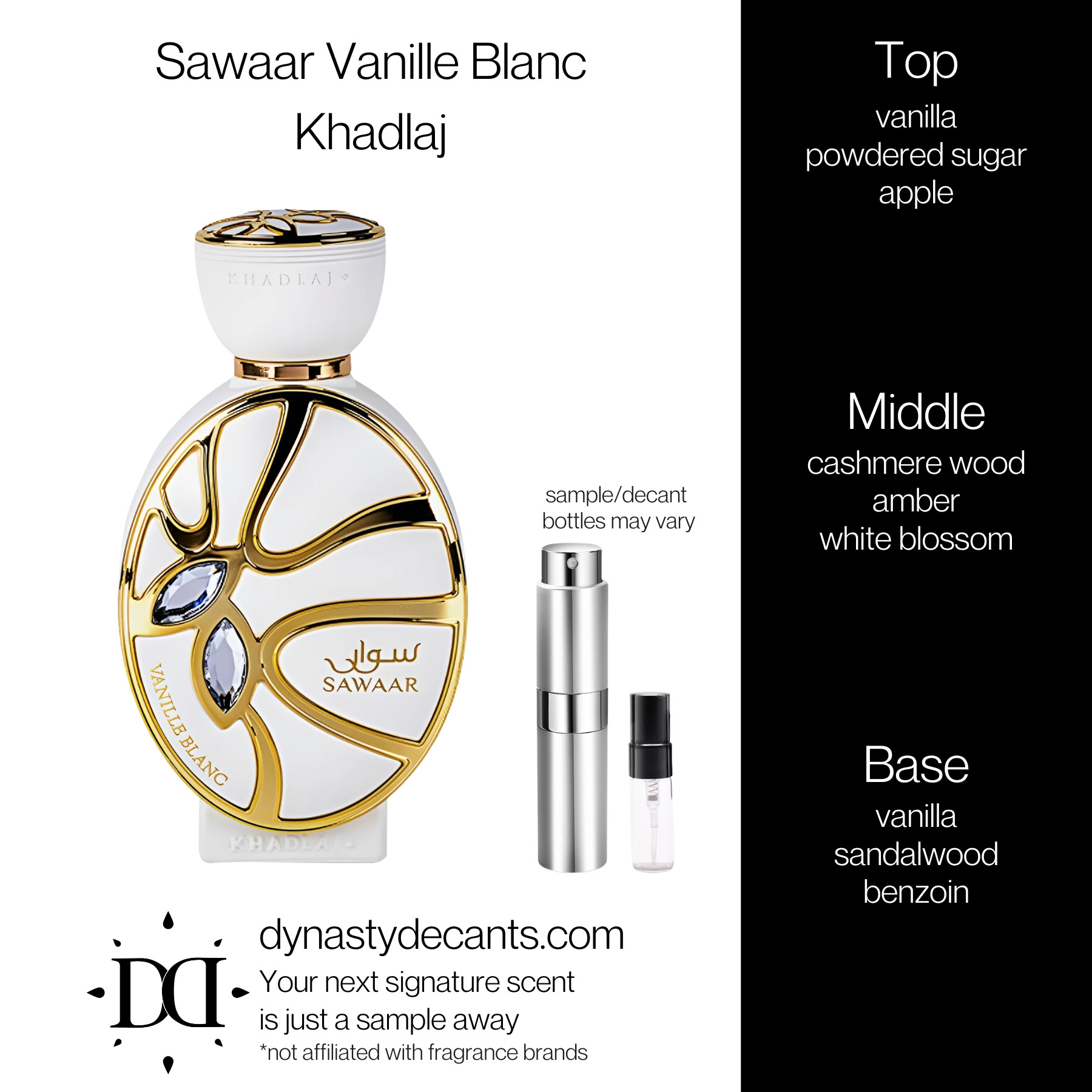Sawaar Vanille Blanc by Khadlaj | Fragrance Sample | Decant