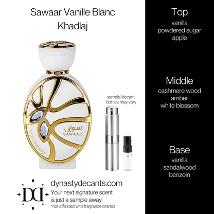 Sawaar Vanille Blanc by Khadlaj | Fragrance Sample | Decant