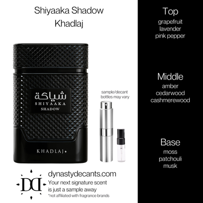 Shiyaaka Shadow by Khadlaj | Fragrance Sample | Decant