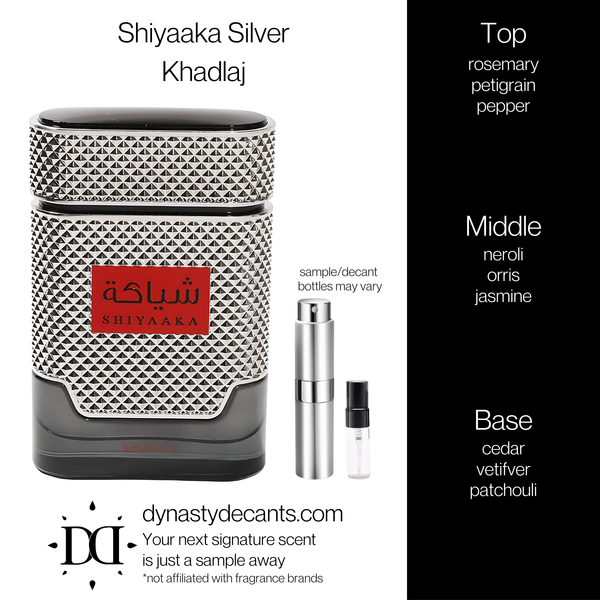 Shiyaaka Silver by Khadlaj | Fragrance Sample | Decant