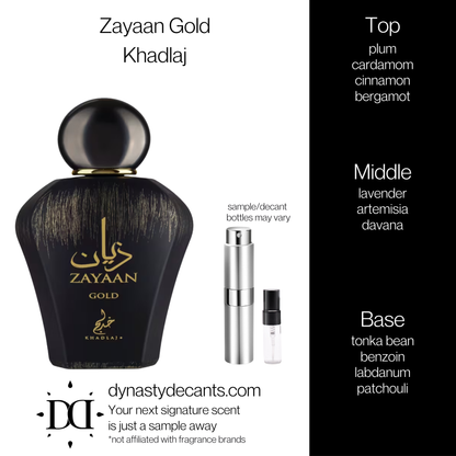 Zayaan Gold by Khadlaj | Fragrance Sample | Decant