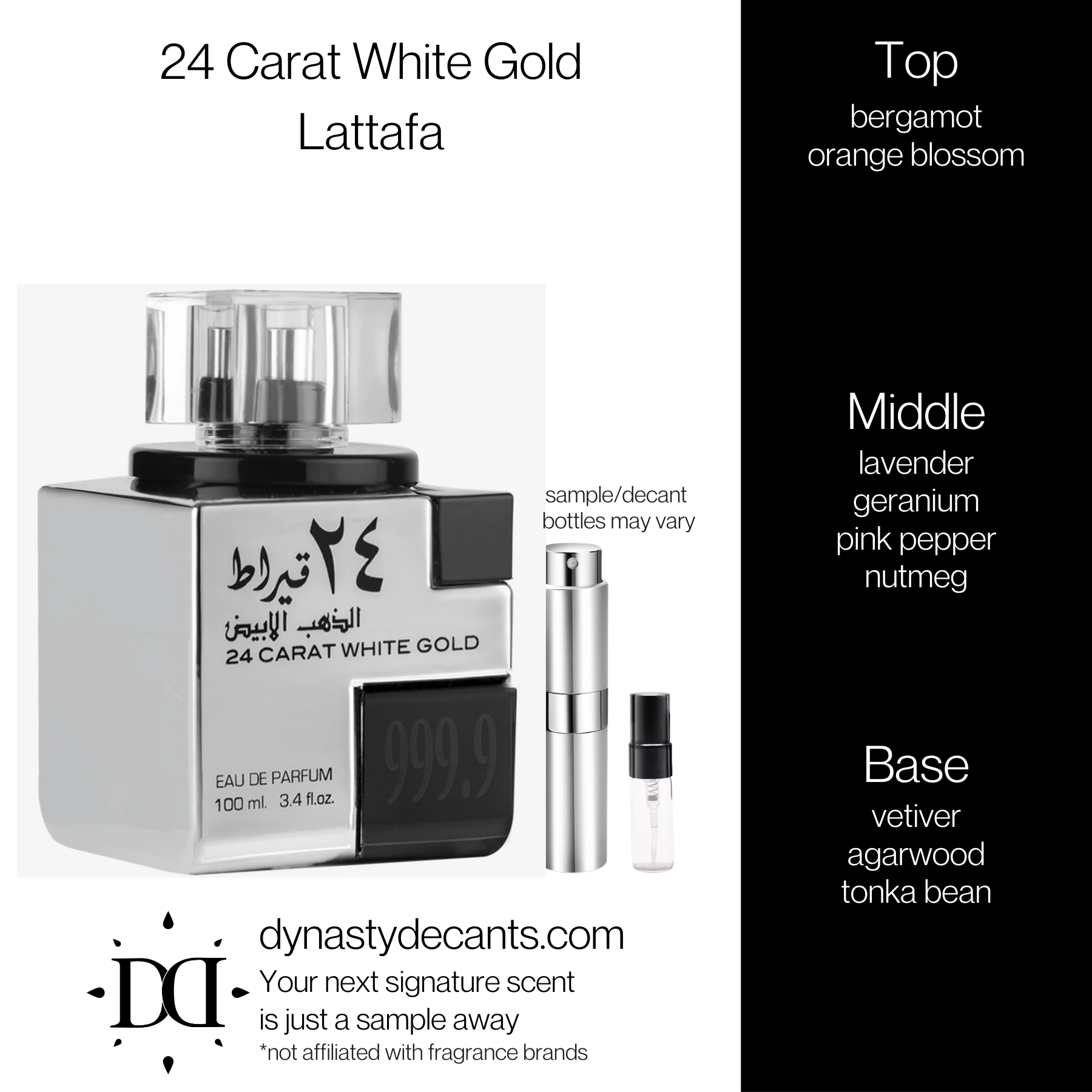 24 Carat White Gold by Lattafa | Fragrance Sample | Decant