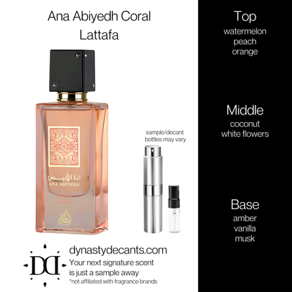 Ana Abiyedh Coral by Lattafa | Fragrance Sample | Decant