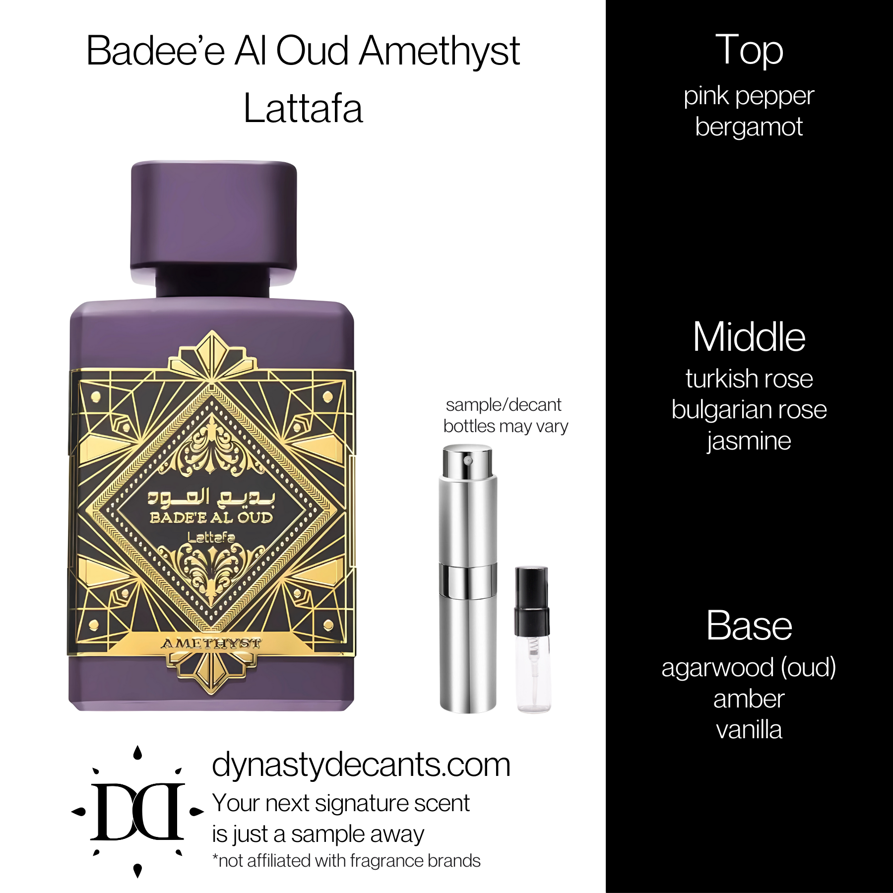 Bade'e Al Oud Amethyst by Lattafa | Fragrance Sample | Decant