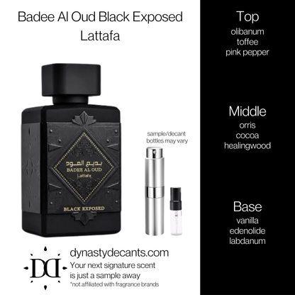 Badee Al Oud Black Exposed by Lattafa | Fragrance Sample | Decant