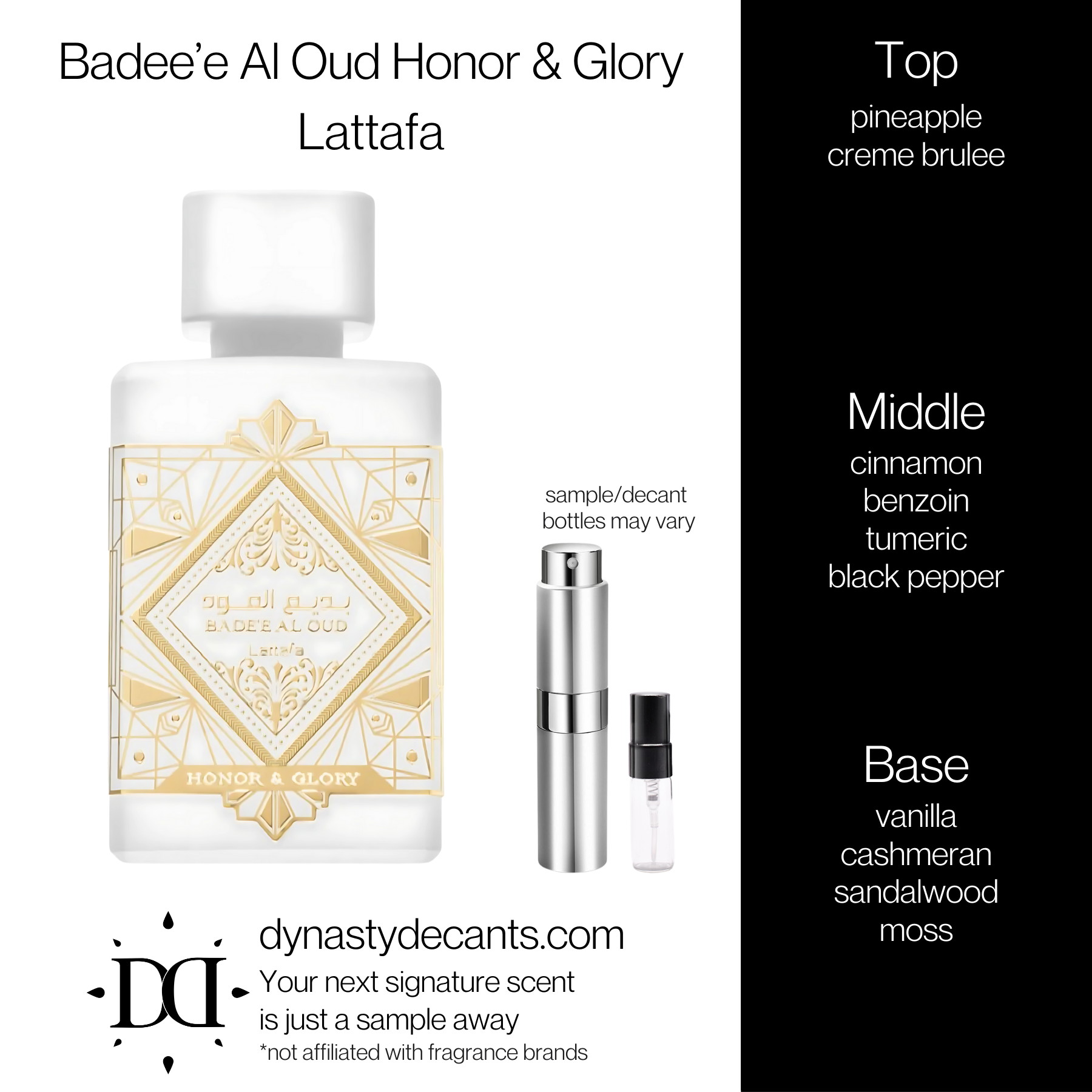 Bade'e Al Oud Honor & Glory by Lattafa | Fragrance Sample | Decant