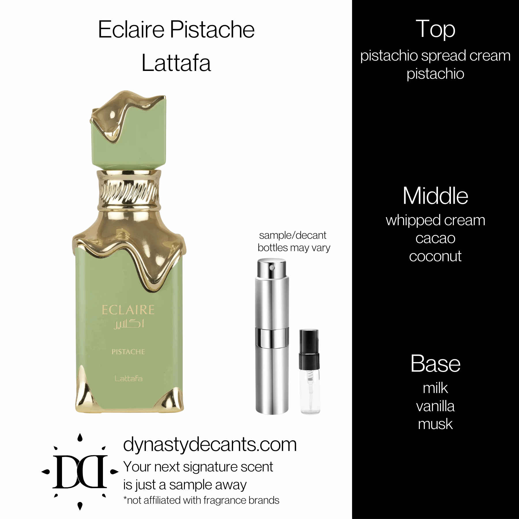 Eclaire Pistache by Lattafa | Fragrance Sample | Decant