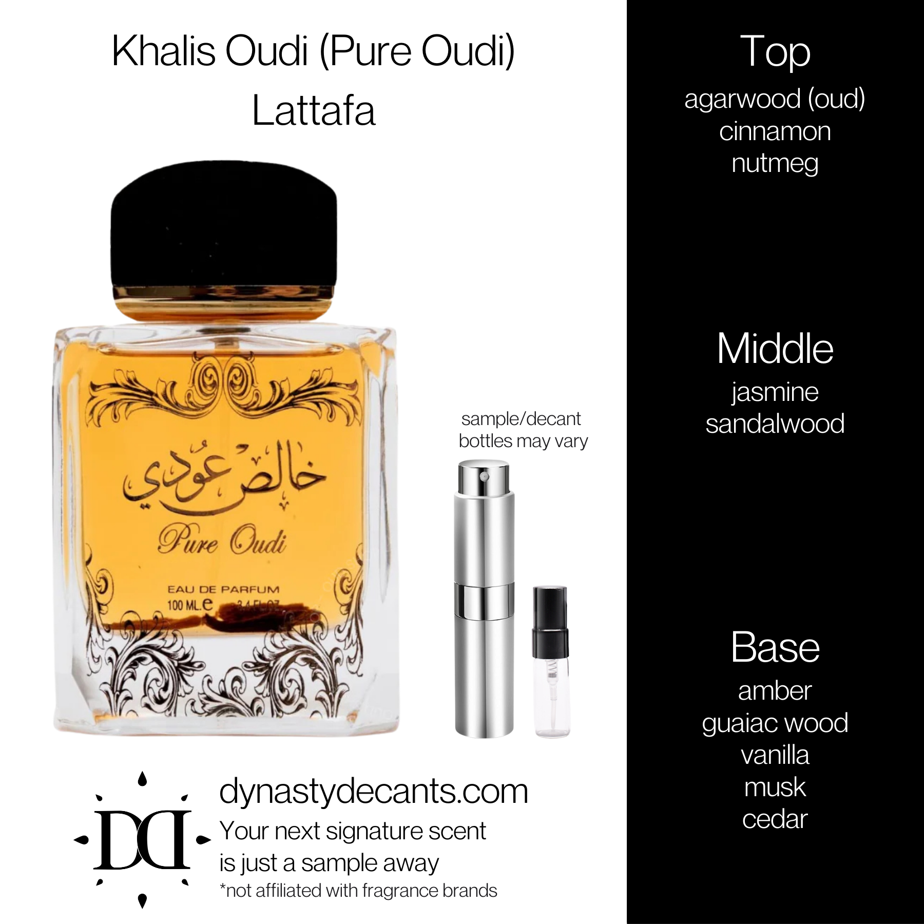 Khalis Oudi (Pure Oudi) by Lattafa | Fragrance Sample | Decant