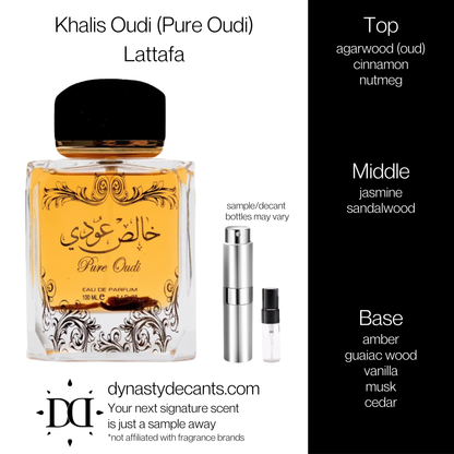Khalis Oudi (Pure Oudi) by Lattafa | Fragrance Sample | Decant