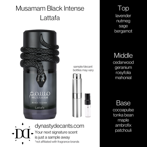 Musamam Black Intense by Lattafa | Fragrance Sample | Decant