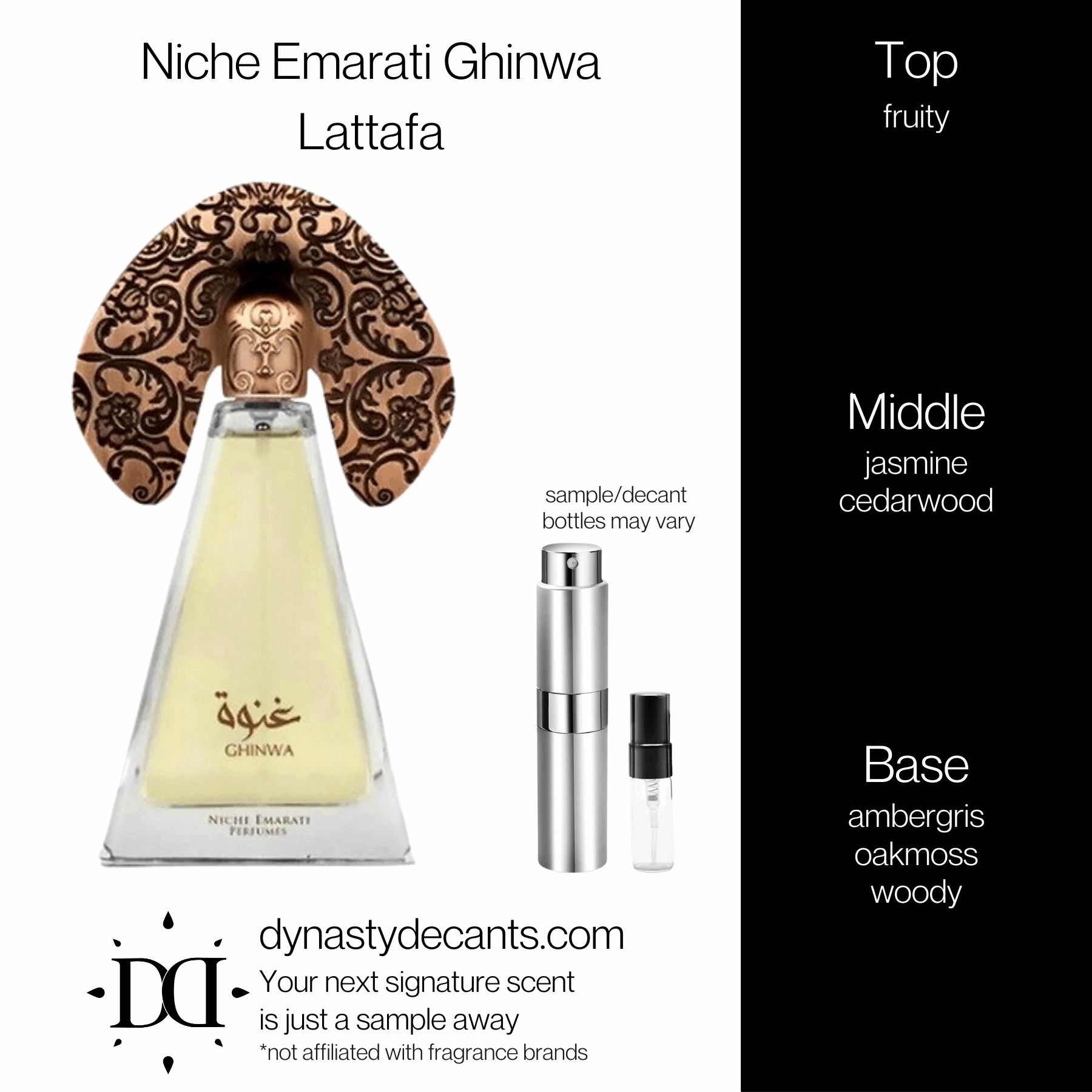 Niche Emarati Ghinwa by Lattafa | Fragrance Sample | Decant