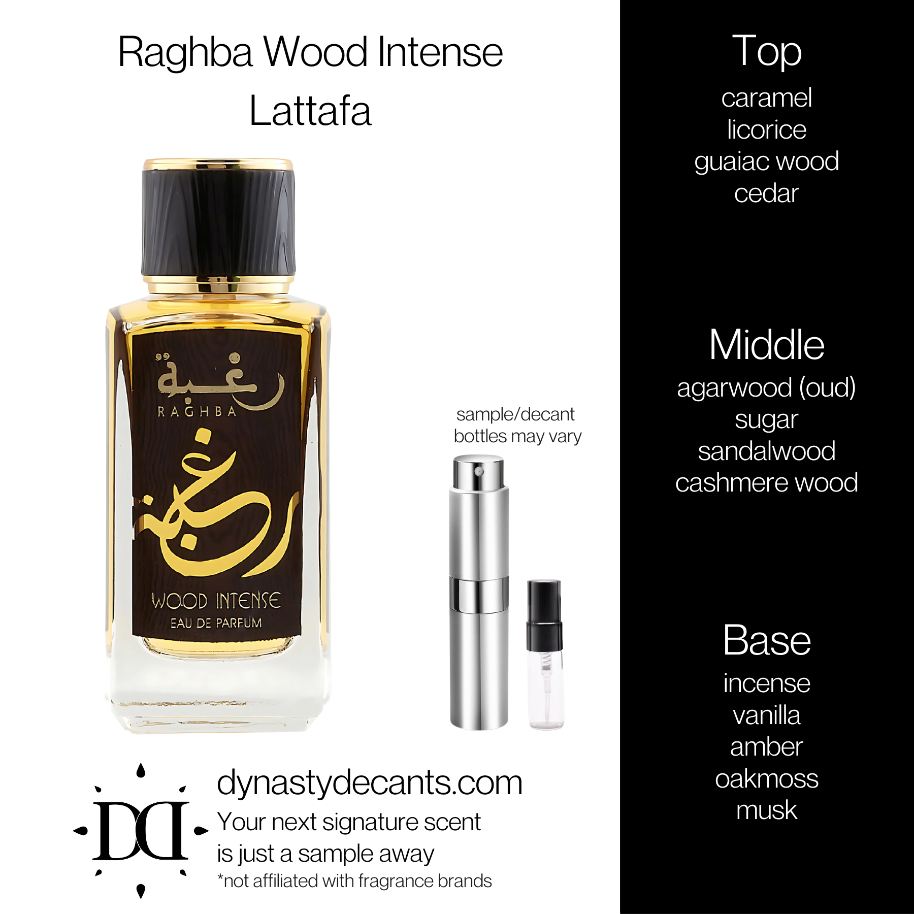 Raghba Wood Intense by Lattafa | Fragrance Sample | Decant
