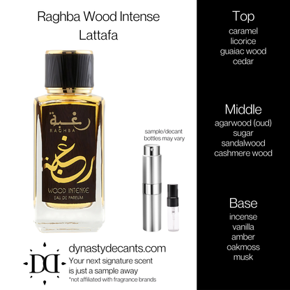 Raghba Wood Intense by Lattafa | Fragrance Sample | Decant