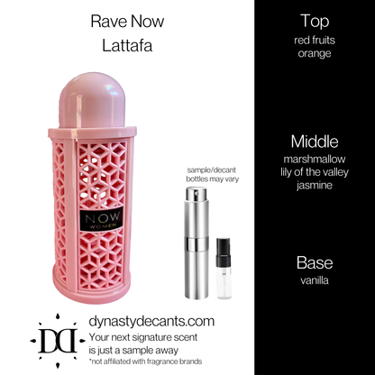 Rave Now Women by Lattafa | Fragrance Sample | Decant