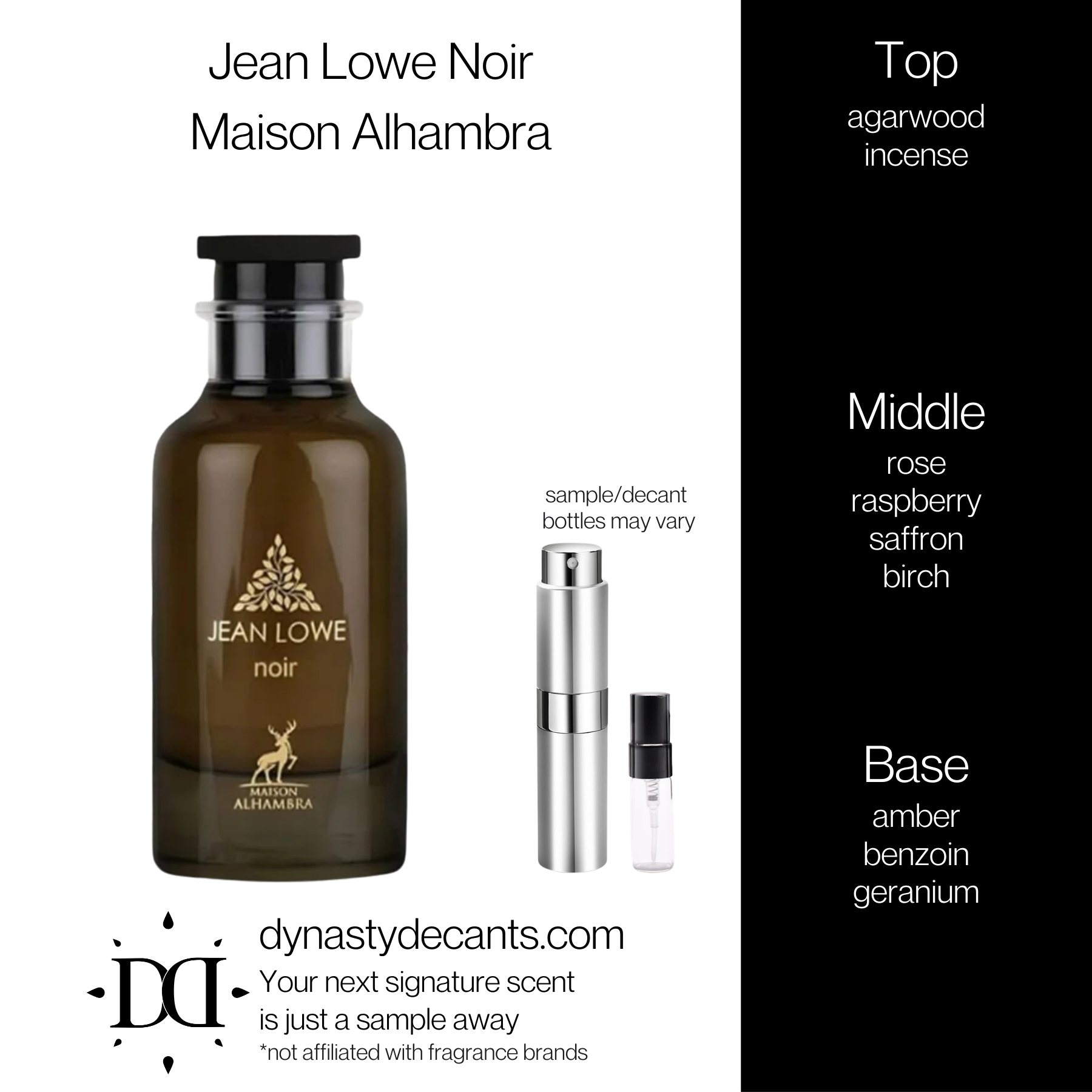 Jean Lowe Noir by Maison Alhambra | Fragrance Sample | Decant