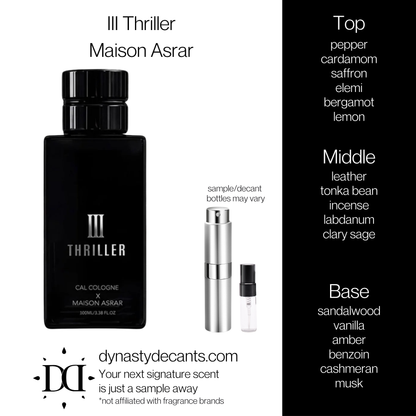 III Thriller by Maison Asrar | Fragrance Sample | Decant