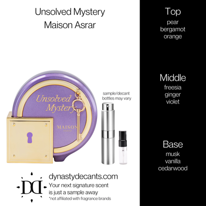 Unsolved Mystery by Maison Asrar | Fragrance Sample | Decant
