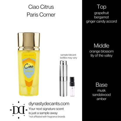 Ciao Citrus by Paris Corner | Fragrance Sample | Decant