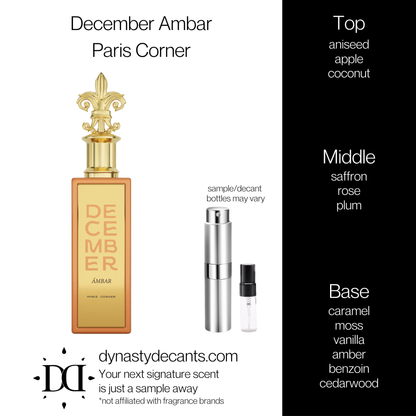 December Ambar by Paris Corner | Fragrance Sample | Decant