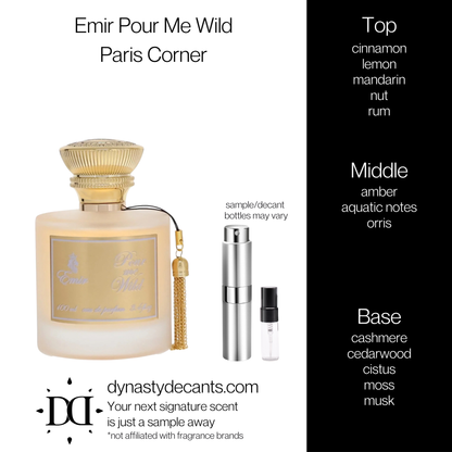 Emir Pour Me Wild by Paris Corner | Fragrance Sample | Decant