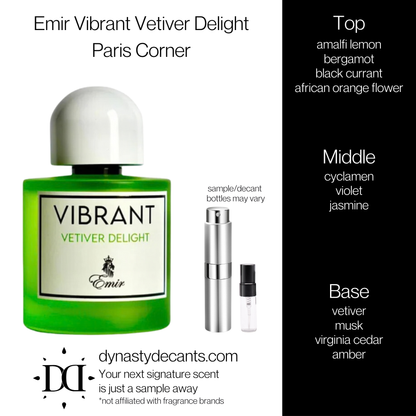 Emir Vibrant Vetiver Delight by Paris Corner | Fragrance Sample | Decant