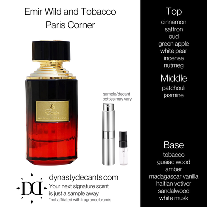 Emir Wild and Tobacco by Paris Corner | Fragrance Sample | Decant