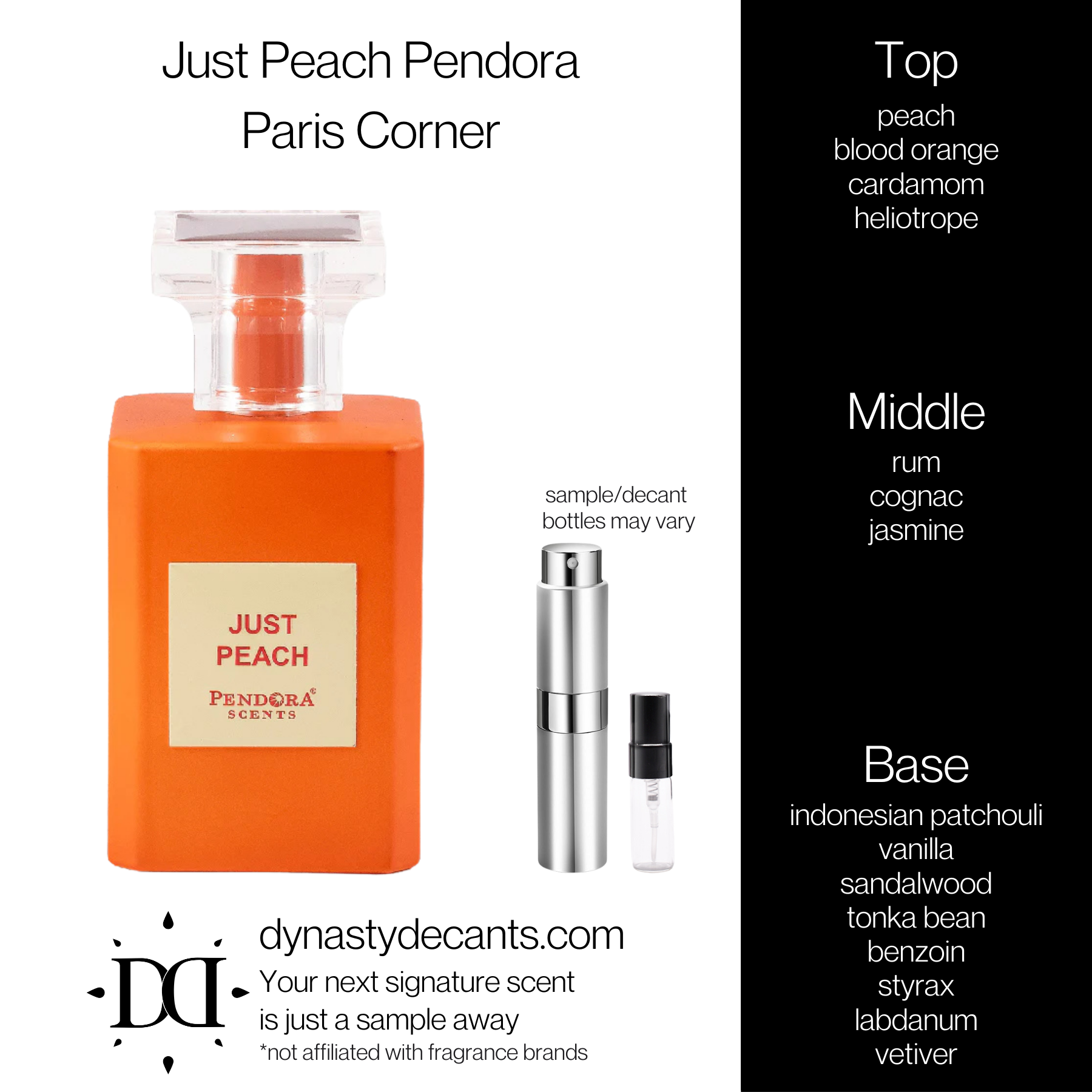 Just Peach Pendora by Paris Corner | Fragrance Sample | Decant