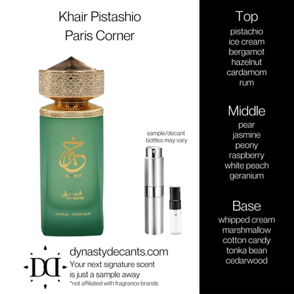Khair Pistachio by Paris Corner | Fragrance Sample | Decant