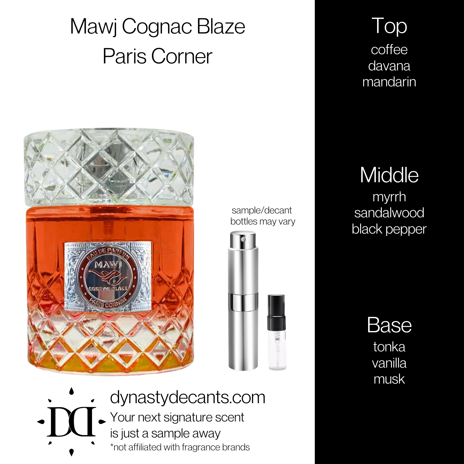 Mawj Cognac Blaze by Paris Corner | Fragrance Sample | Decant