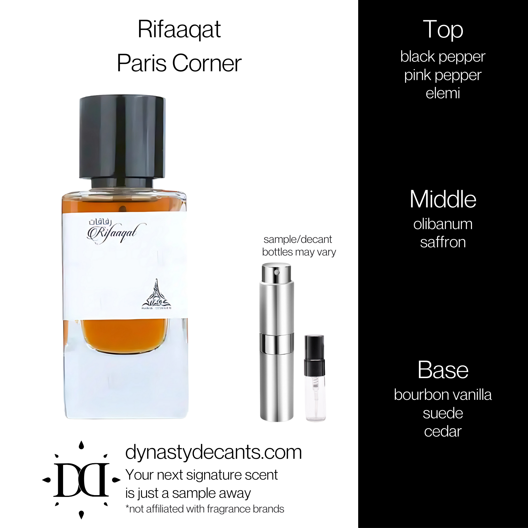 Rifaaqat by Paris Corner | Fragrance Sample | Decant