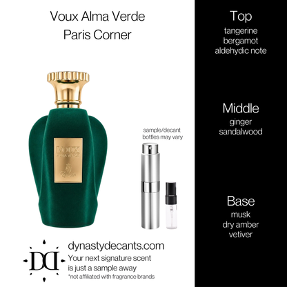 Voux Alma Verde by Paris Corner | Fragrance Sample | Decant