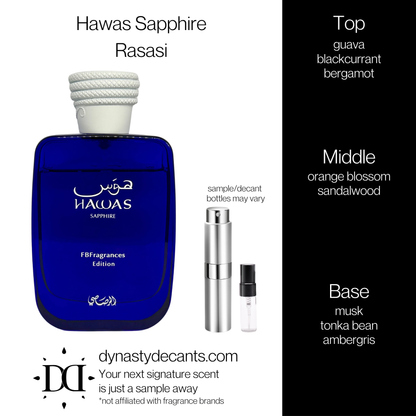 Hawas Sapphire by Rasasi | Fragrance Sample | Decant