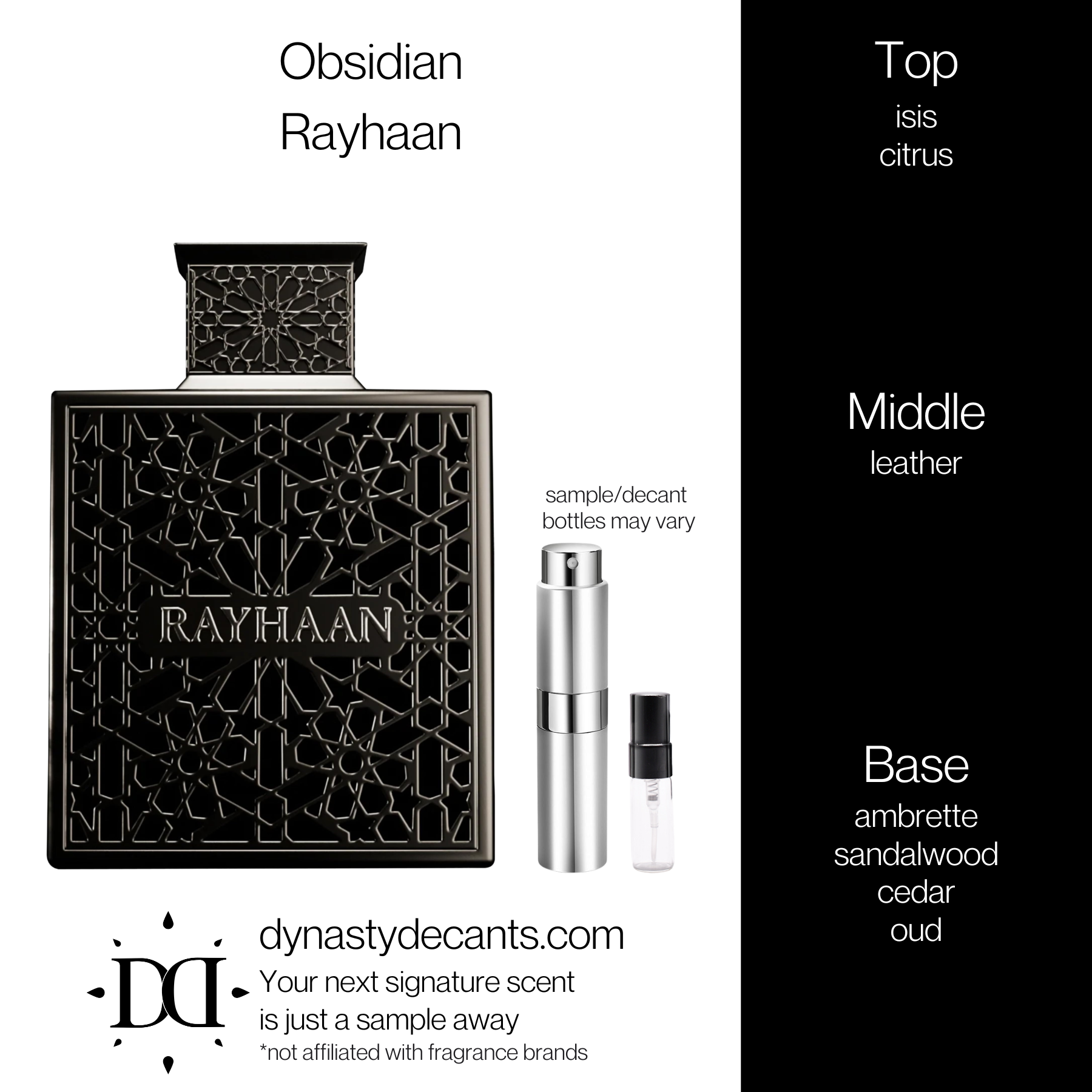 Obsidian by Rayhaan | Fragrance Sample | Decant