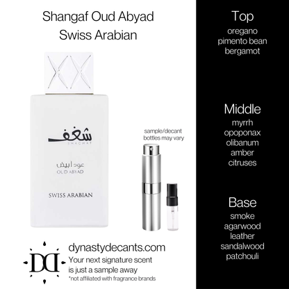 Shangaf Oud Abyad by Swiss Arabian | Fragrance Sample | Decant